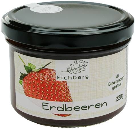 Erdbeer-Fruchtaufstrich mit Birkenzucker gesüsst 220g