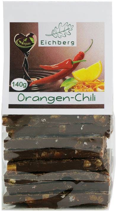 Bruchschokolade Orangen-Chili 140g