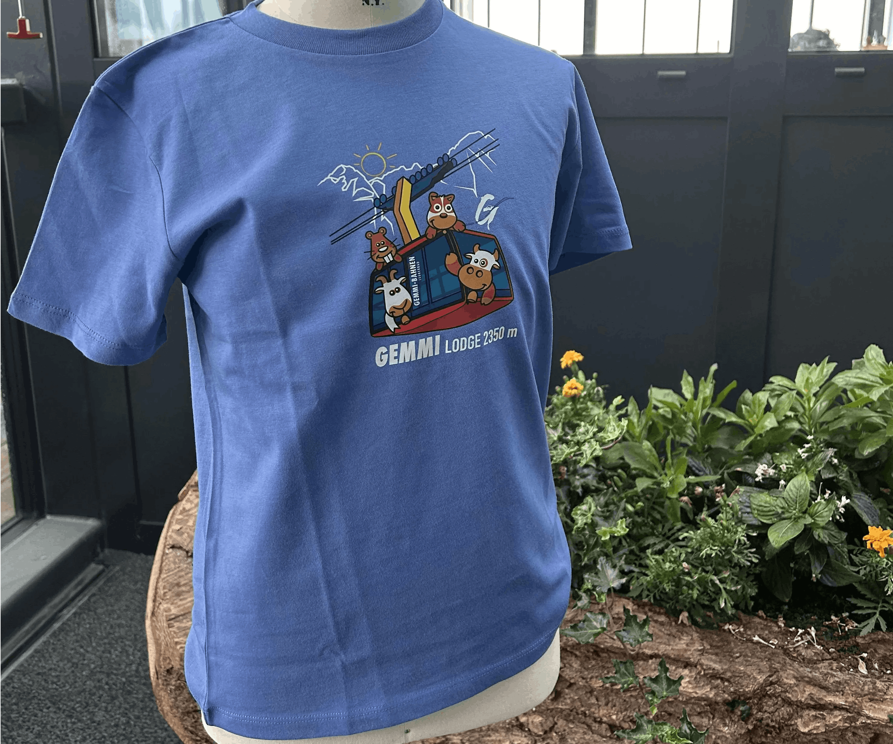 T-Shirt Kinder Blau mit Bahn Logo