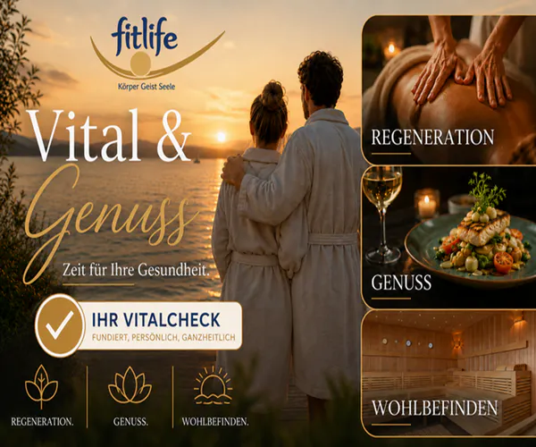 <strong></strong><strong>Fitlife Vital & Genuss: Zeit für Ihre Gesundheit.</strong><span class="redactor-invisible-space"><br>Ihr Wochenende am Bodensee für neue Energie und bewusste Lebensfreude.</span><br><br>