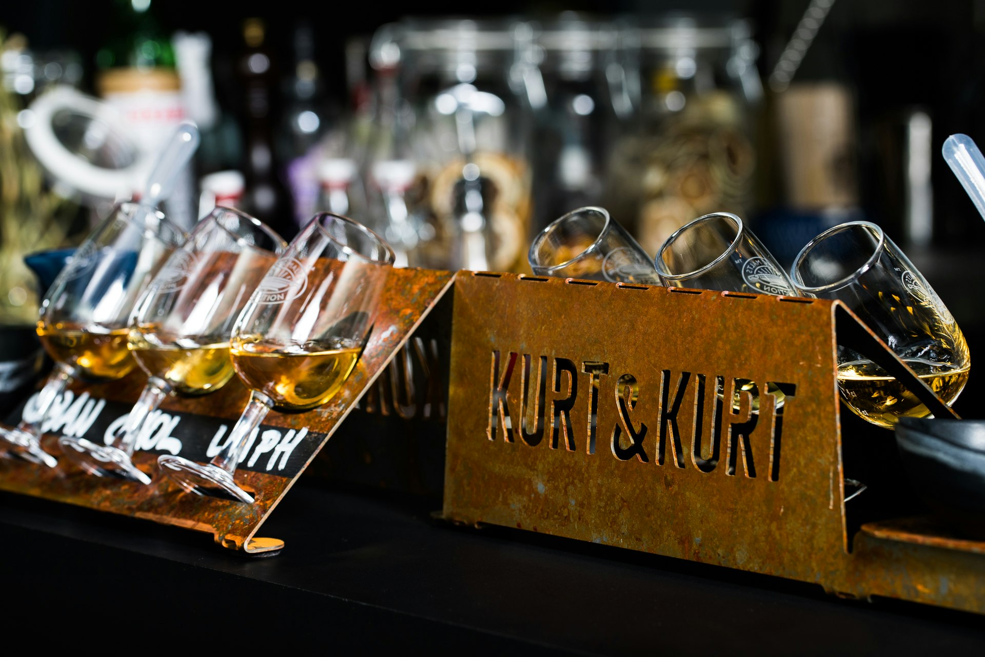 Tasting-Board von Kurt mit drei Whiskys