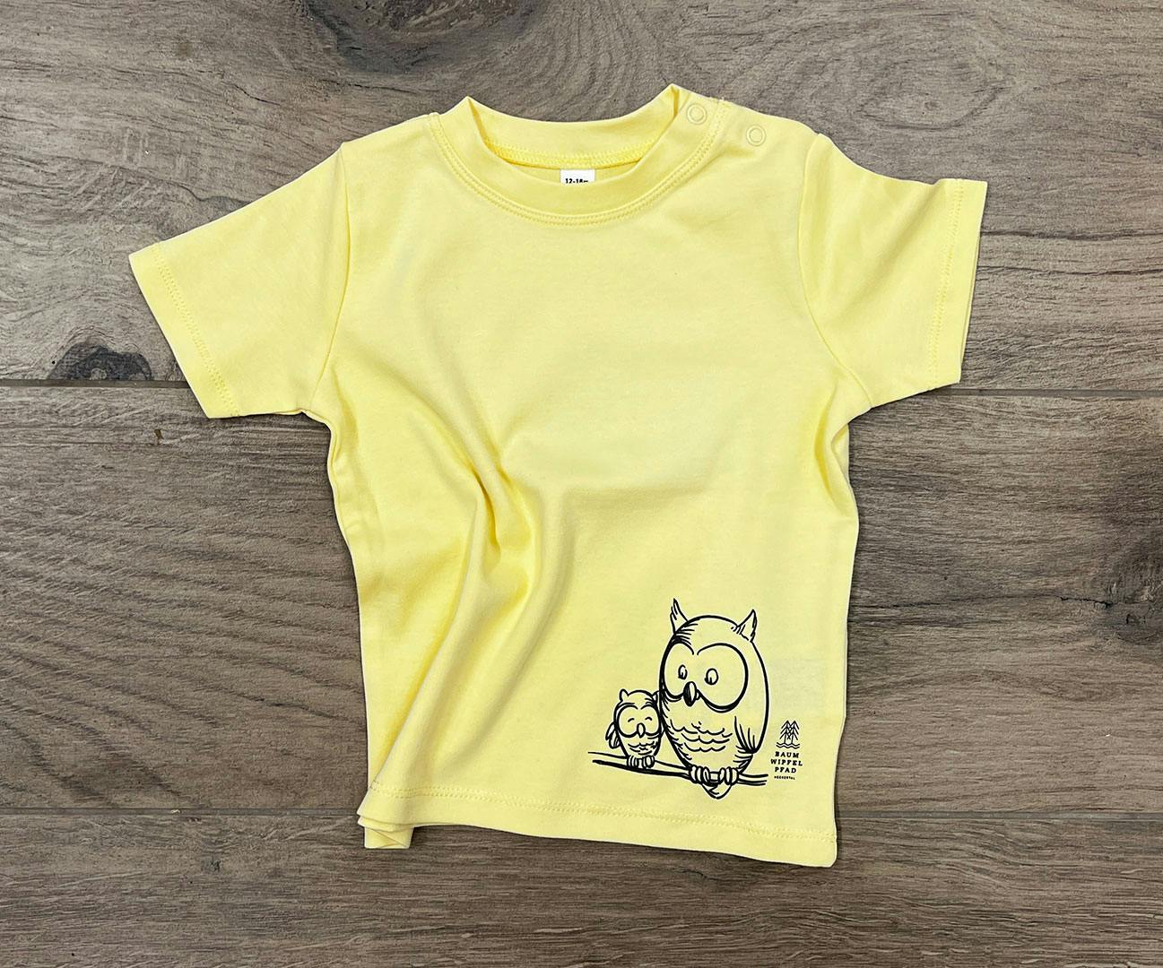 Baby T-Shirt Eule, pastellgelb