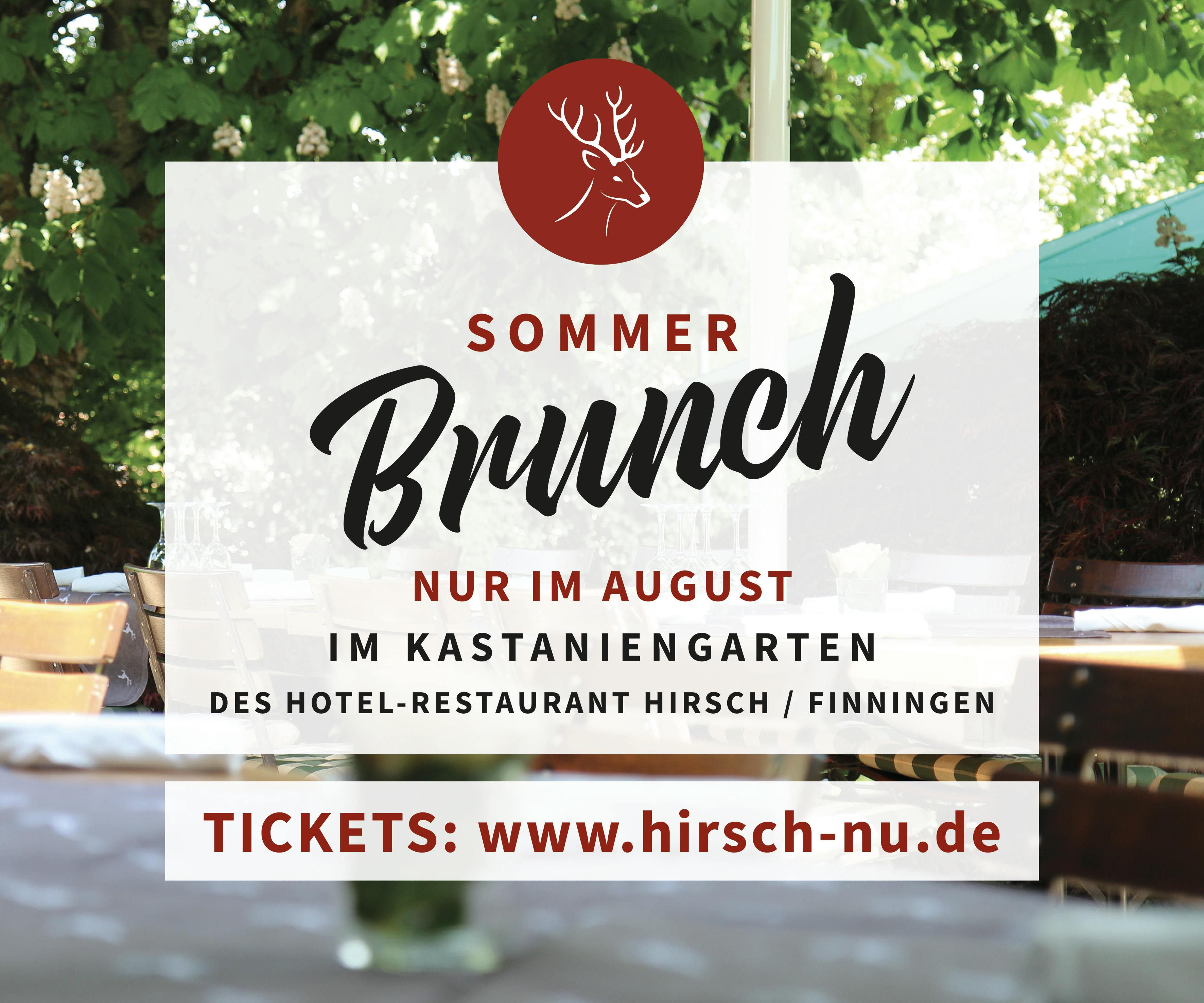 Sonntagsbrunch August im Hirsch, Finningen unter www.hirsch-nu.de buchbar