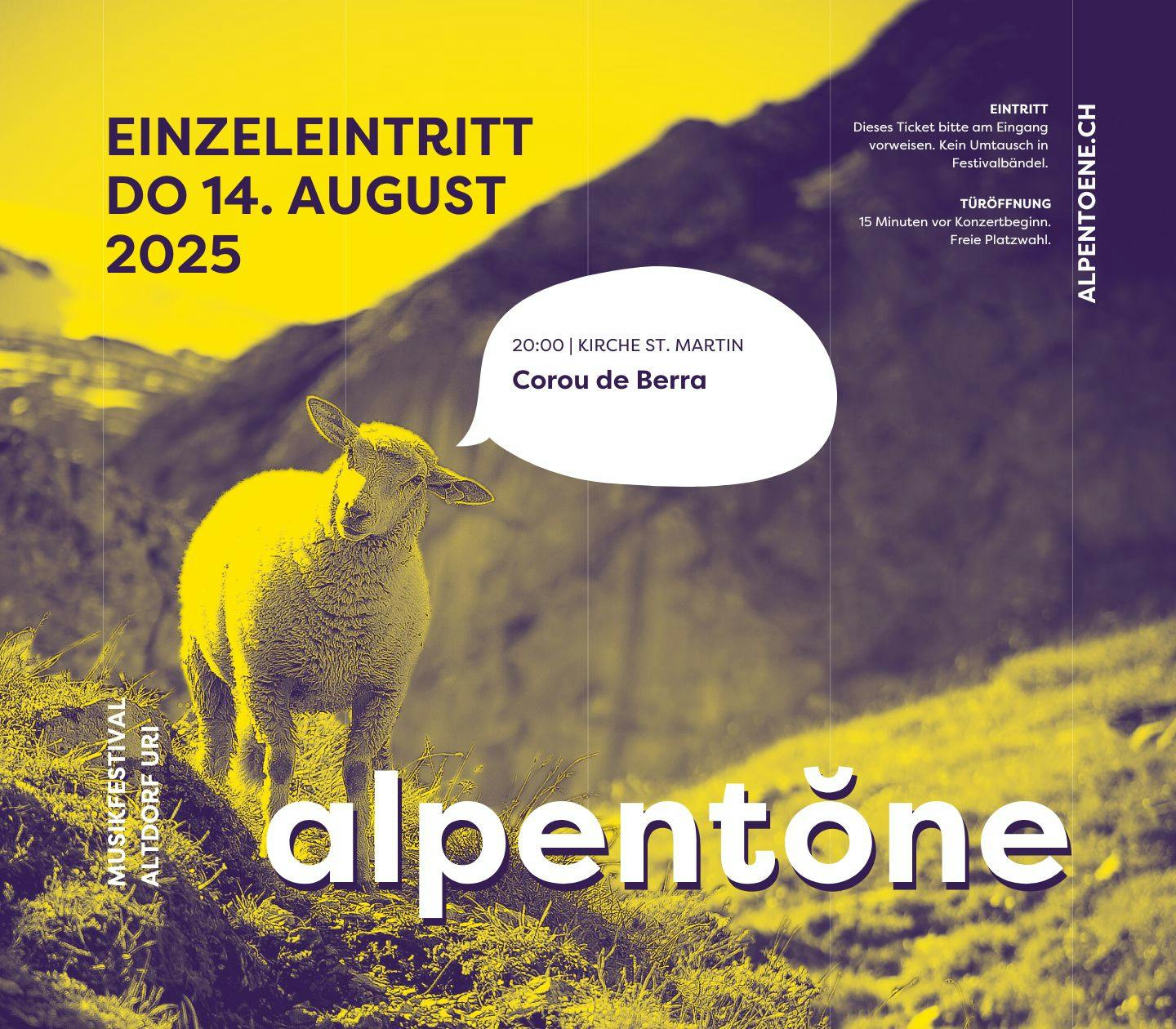 Alpentöne Internationales Musikfestival, Einzeleintritt Corou de Berra, Kirche St. Martin
