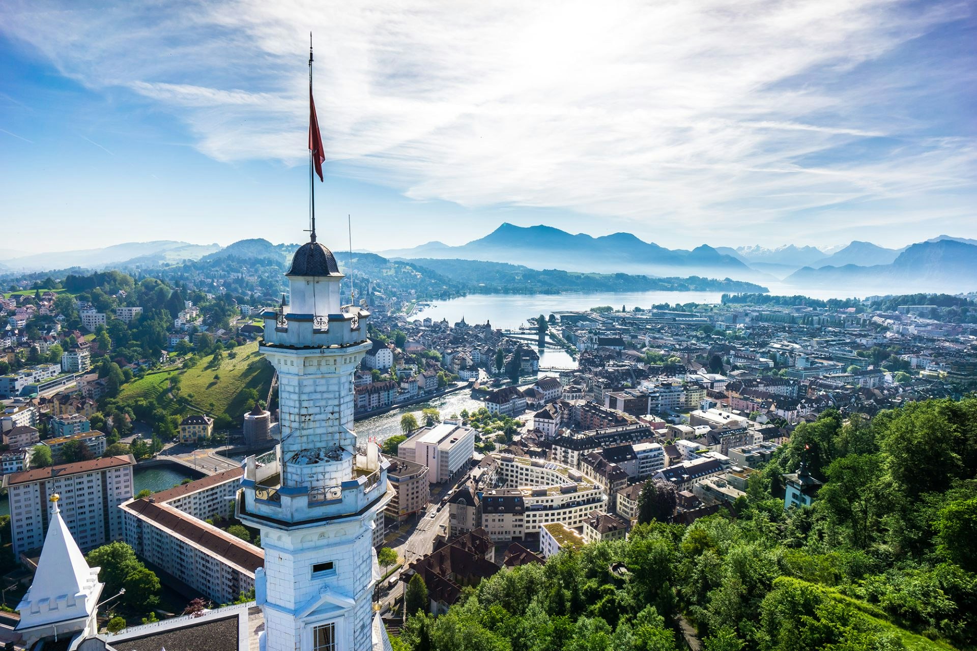Spend the night above the rooftops of Lucerne at Château Gütsch