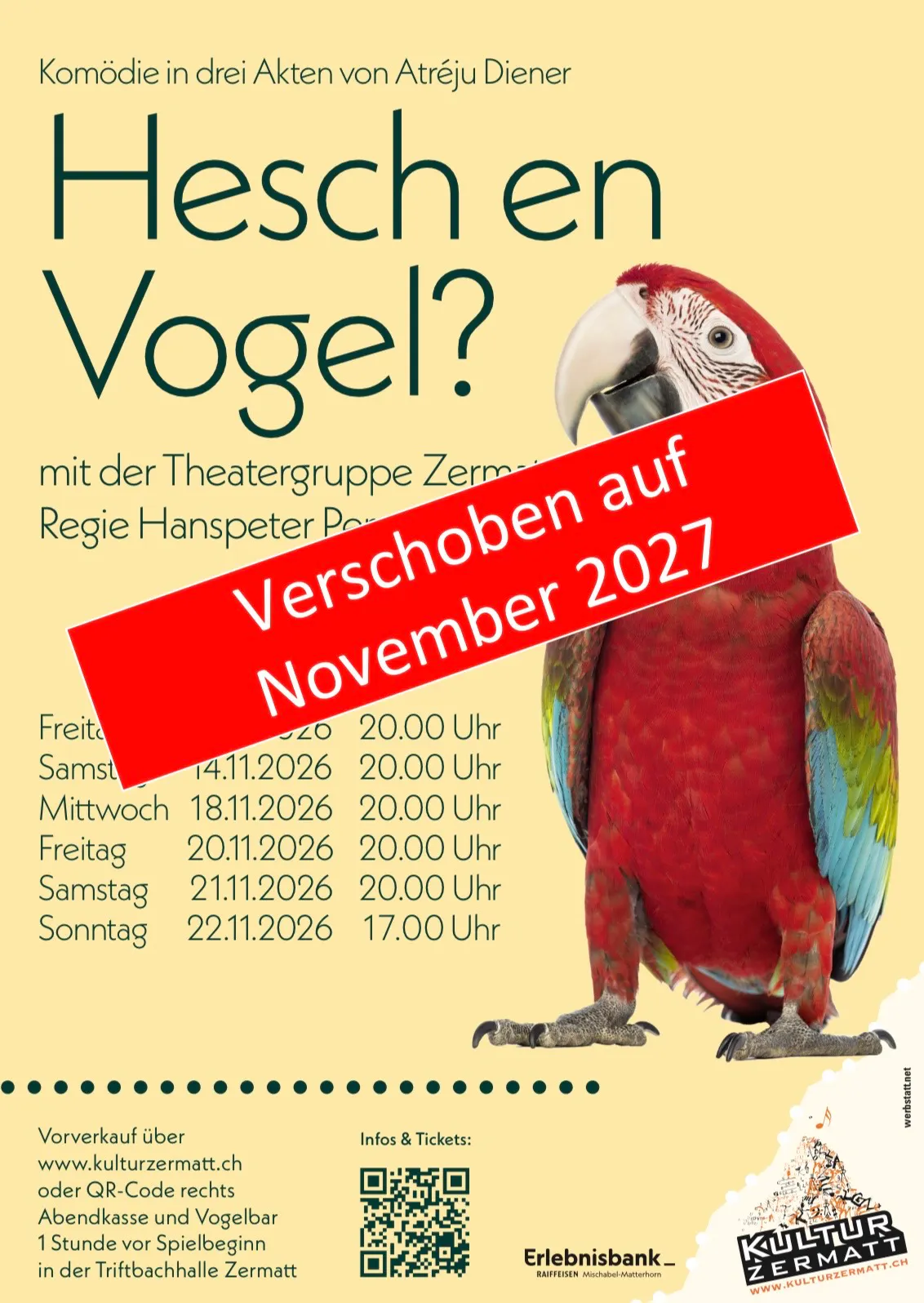 Theatervorstellung "Hesch en Vogel?" // VERSCHOBEN AUF 2027
