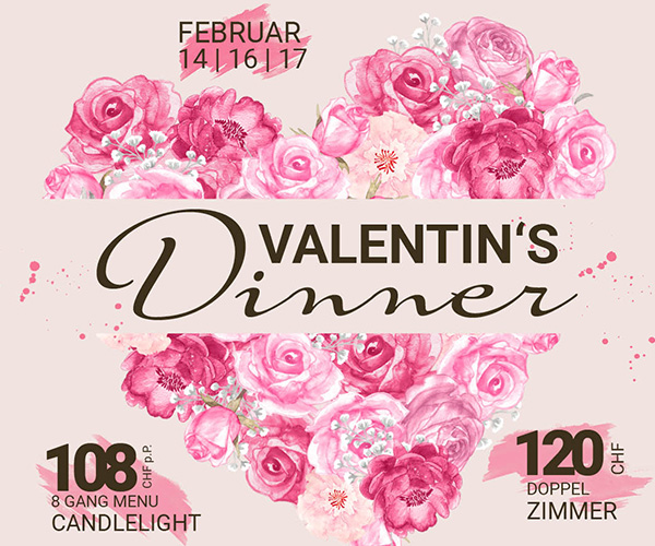 Romantic Valentines menu for 2<br>February 14/16/17