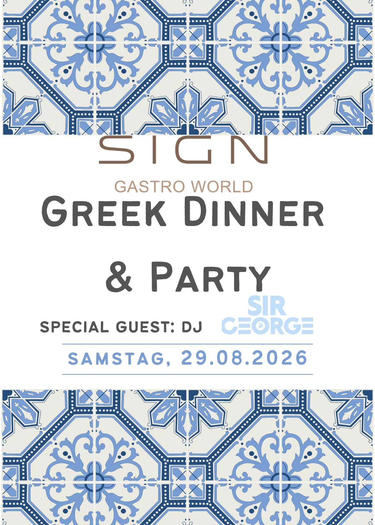 DINNER DANCE: GREEK Party mit DJ Sir George