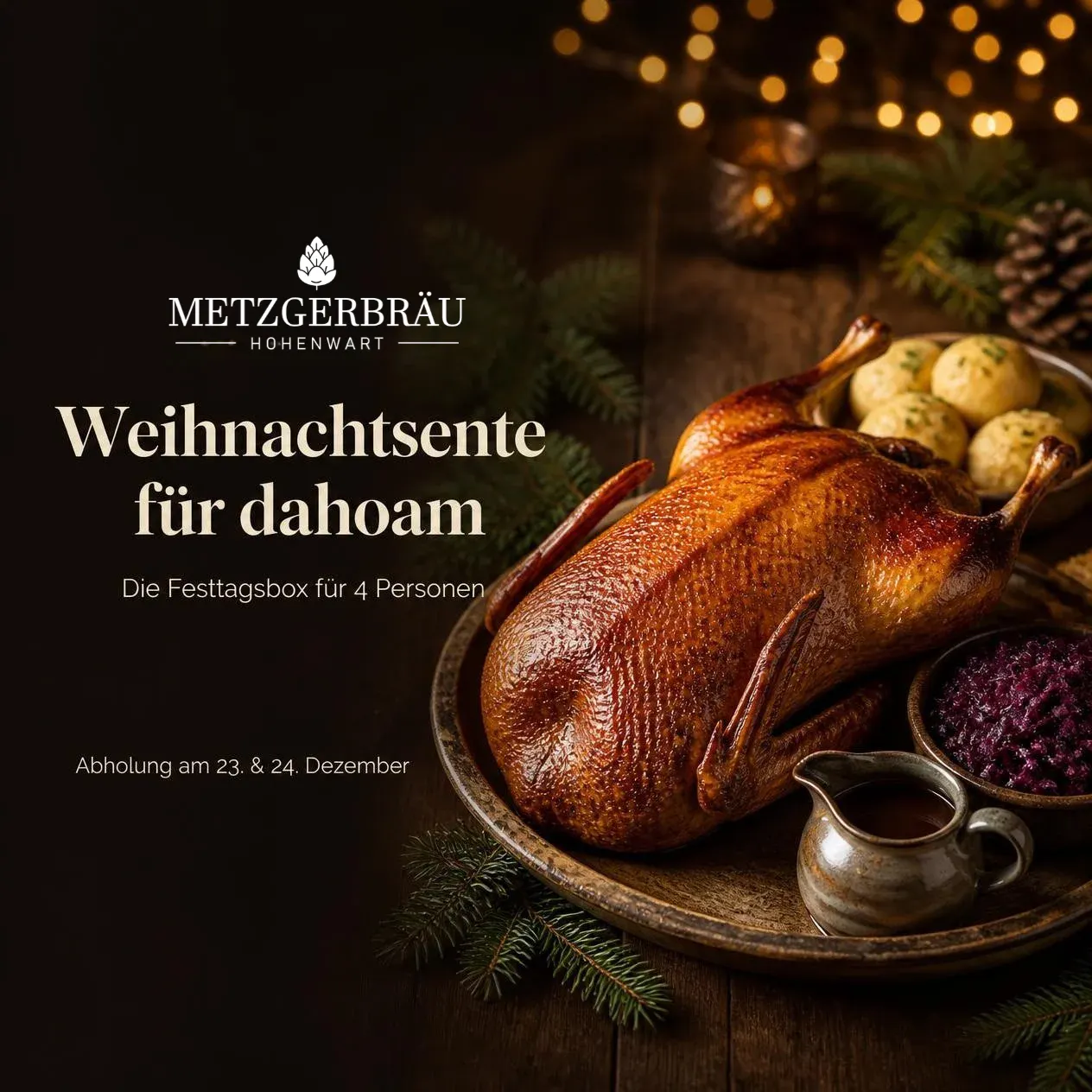 Weihnachtsmenü für daheim – die Metzgerbräu Entenbox für 4 Personen