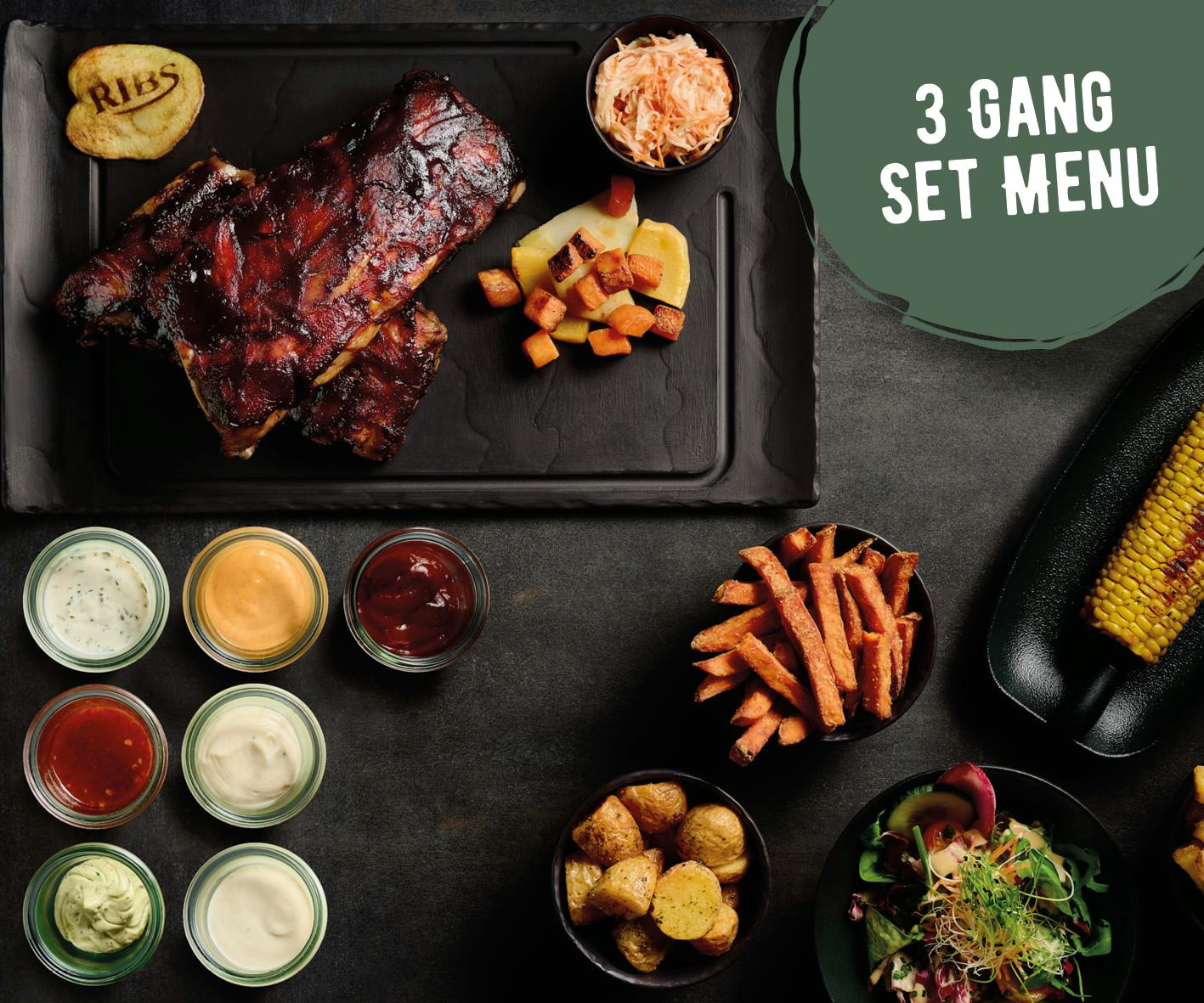 The RIBS 3 Gang Set Menu