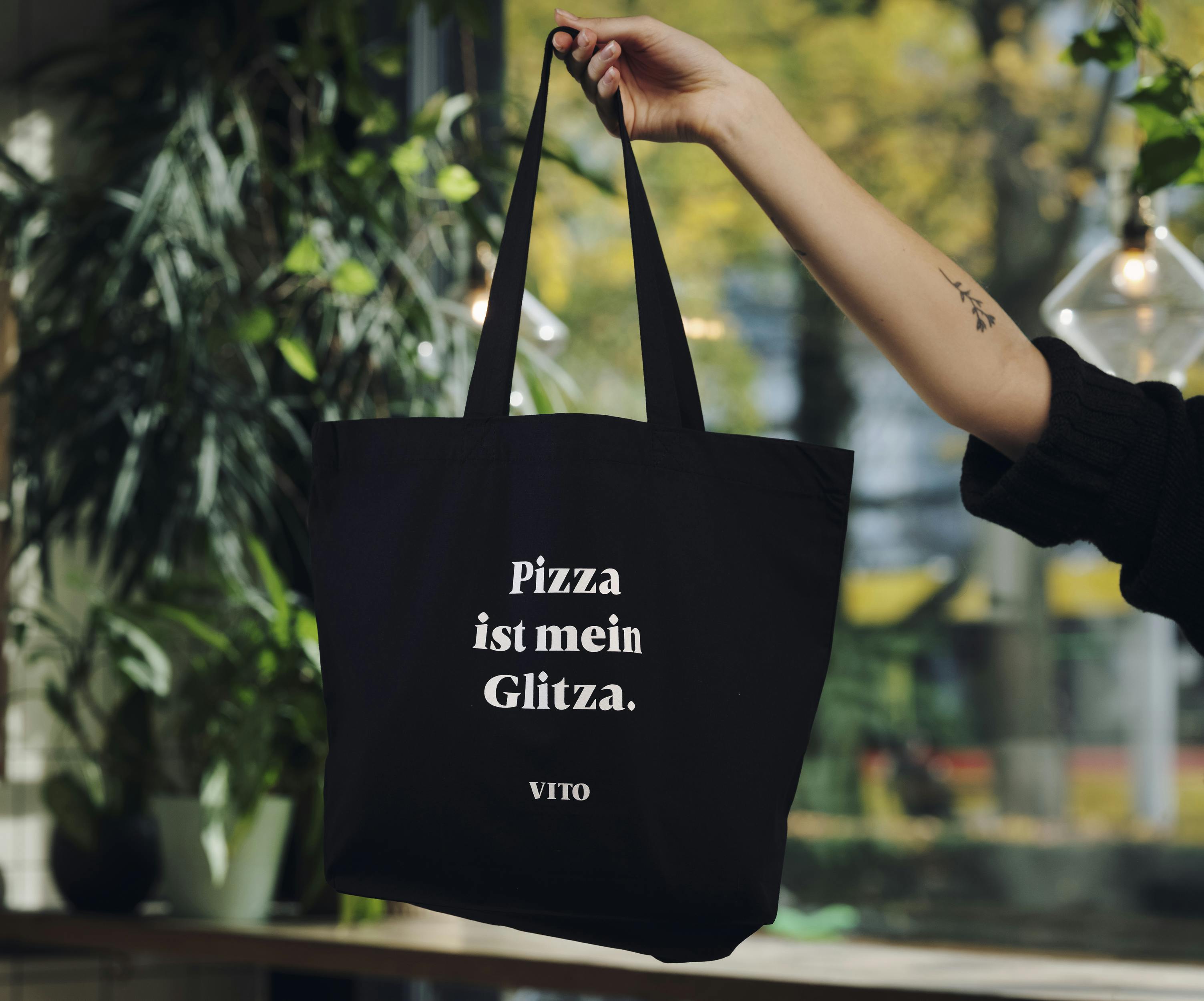 Stofftasche 'Pizza ist mein Glitza.'