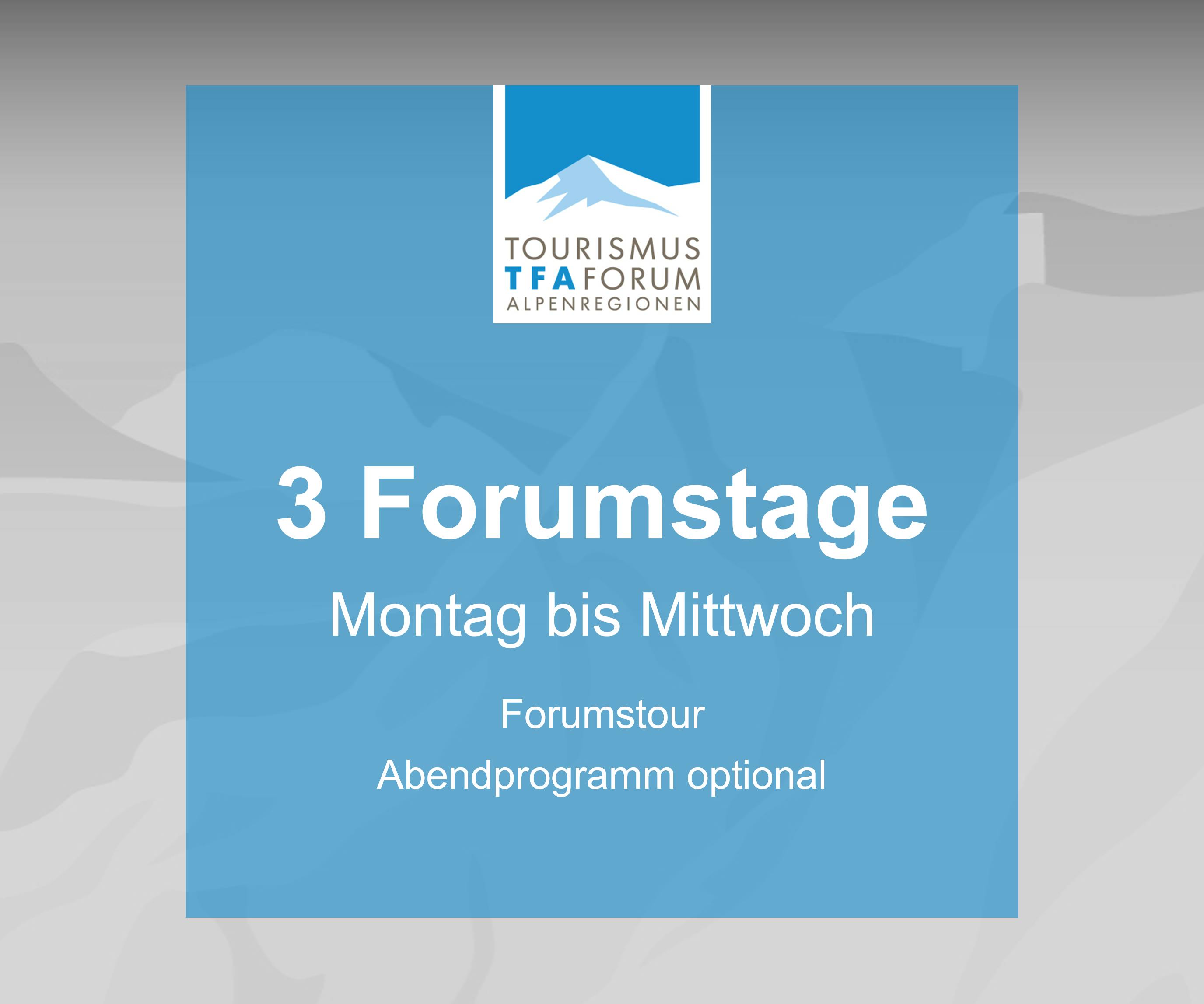 TFA 2026: 3 Forumstage, Montag–Mittwoch, 13.–15. April 2026