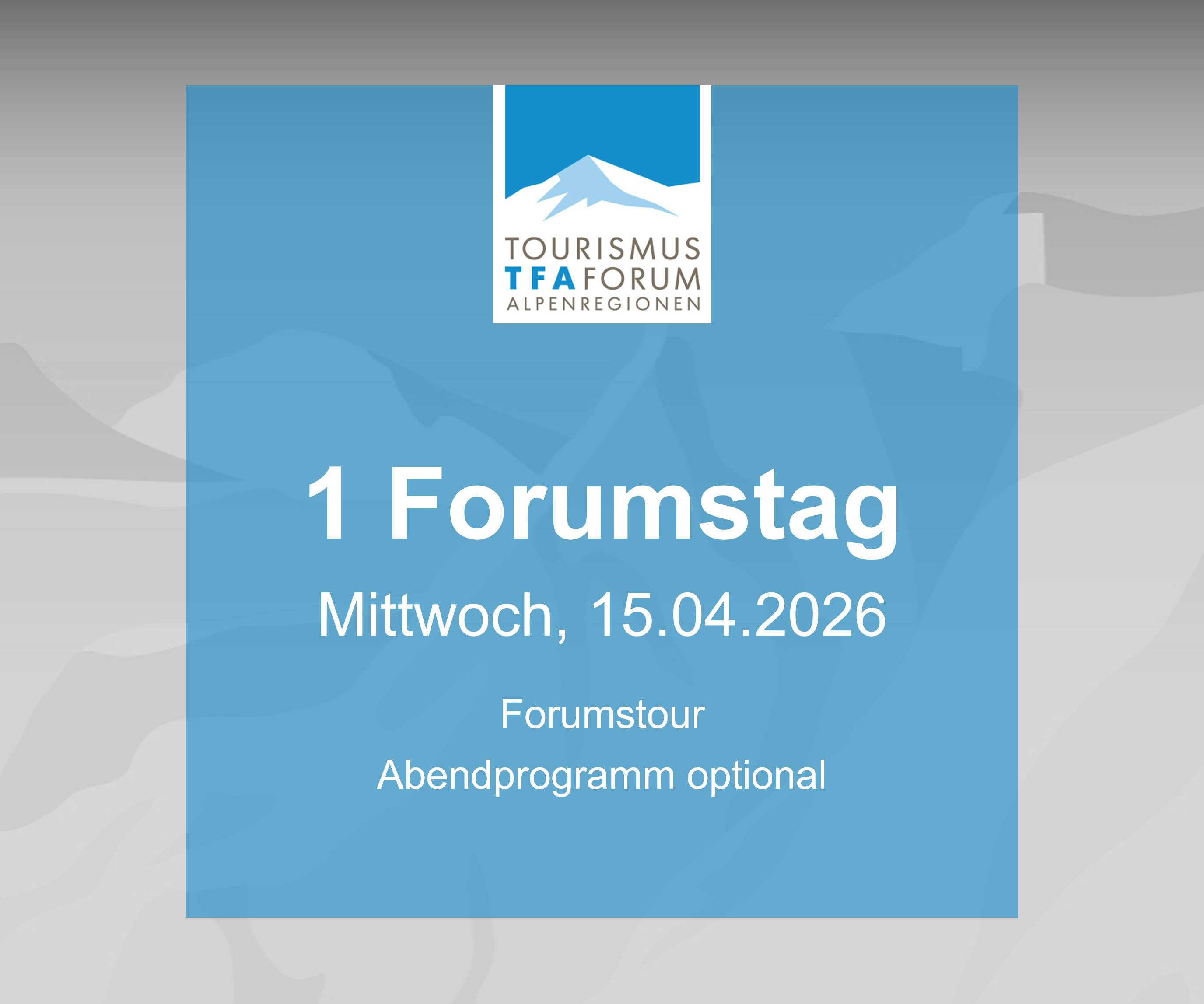 TFA 2026: 1 Forumstag, Mittwoch, 15. April 2026