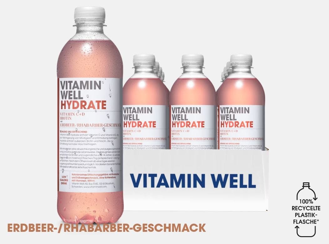 Vitamin Well Hydrate Erdbeer-Rhabarber-Geschmack