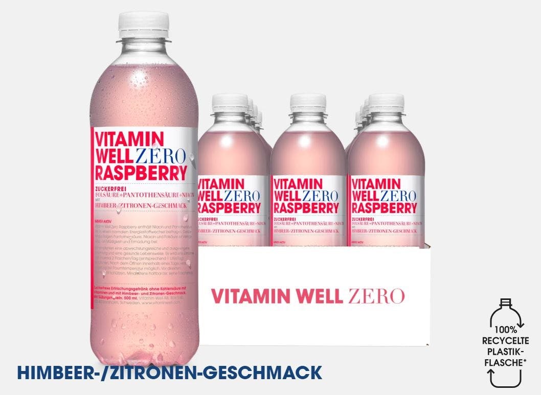 Vitamin Well Zero Himbeer-Zitronen-Geschmack